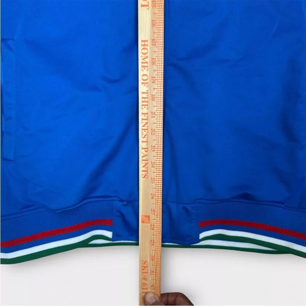 VINTAGE FUTBOL Embroidered ITALIA Zip Up Track Jacket Mens XXL 2XL Blue Soccer